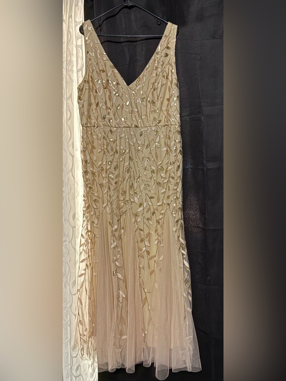 Ever Pretty Gold Leaf Sequin Prom Gown